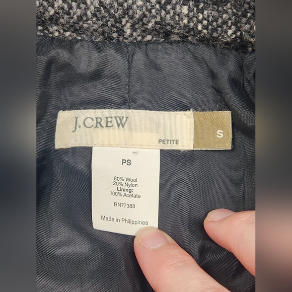 J CREW Women's PEACOAT Gray Black FLECKED Wool Blend Heavy Size Small Petite - Picture 7 of 14